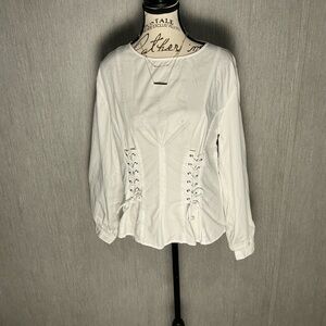 White Lace-Up Women's Top Size Medium